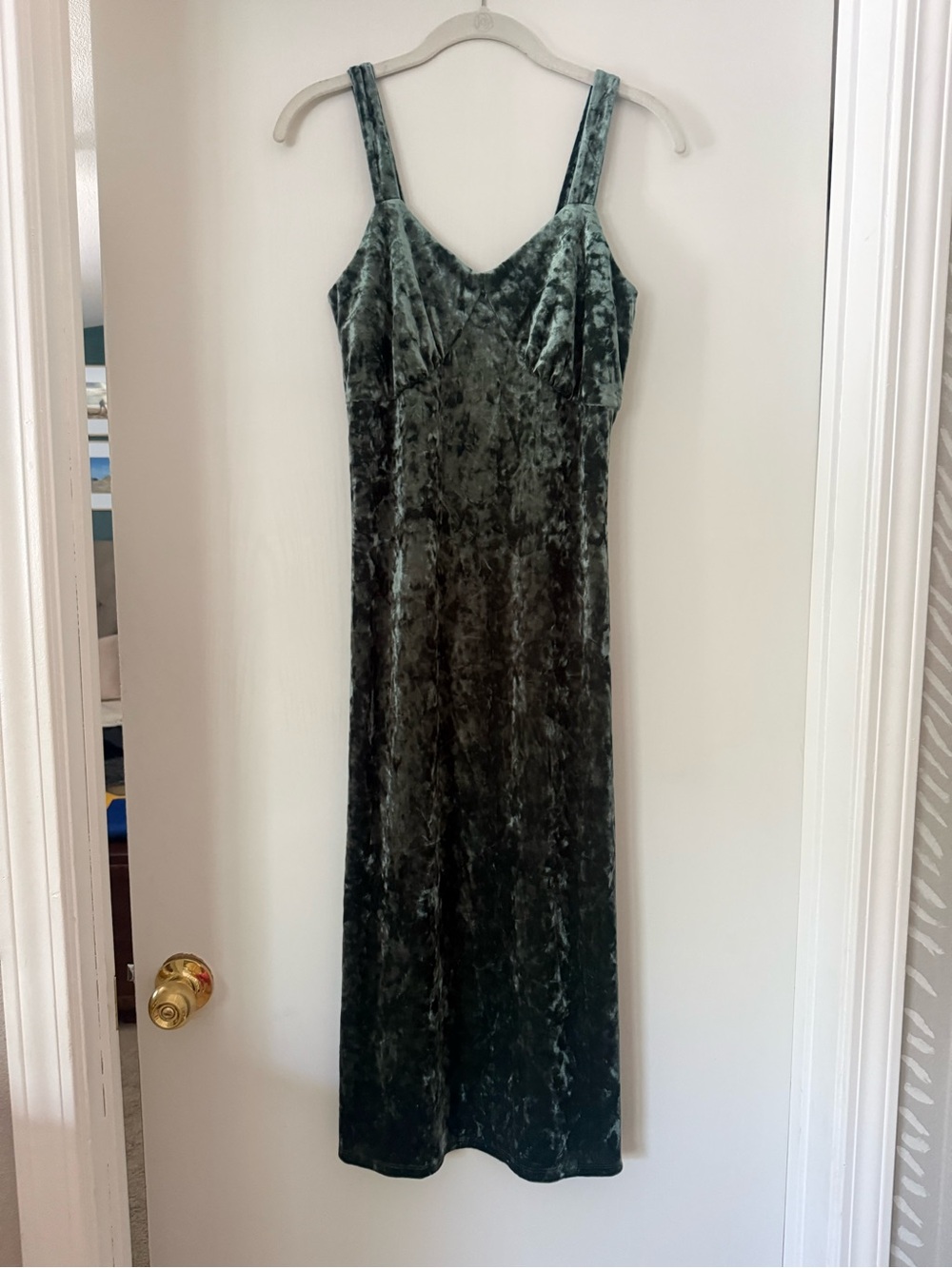 Jessica Simpson Crushed Velvet Maxi Dress in Deep Green